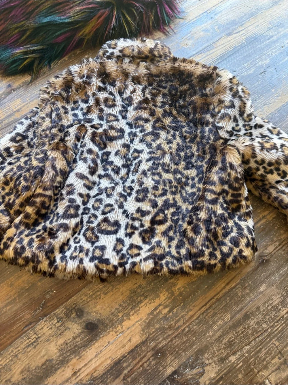 Vera wang girl faux leopard coat